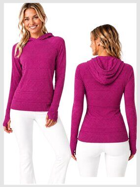 Lululemon Rest Less Hoodie Fuchsia Seamless Thumbhole Pullover 10 L